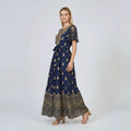 Women’s Boho Print Maxi Dress With Tie Waist