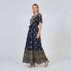 Women’s Boho Print Maxi Dress With Tie Waist