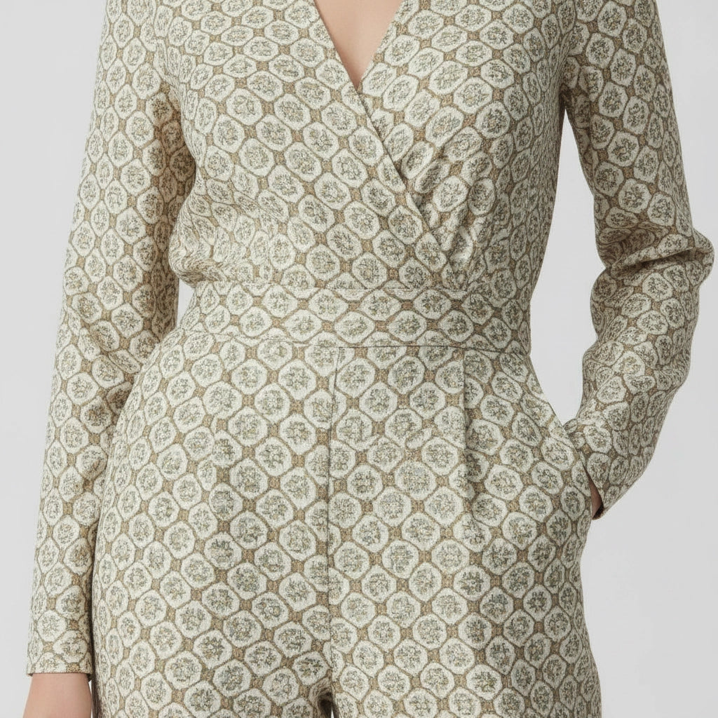 Women's Wrap Jumpsuit with Long Sleeves