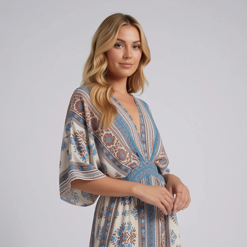 Women's Maxi Dress With Kimono Sleeves
