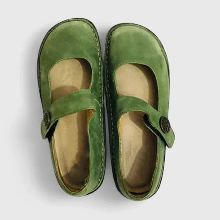 Mary Jane Shoes with Round Toe Flats Green 7
