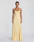 Maxi Dress with Corset Bodice and Lace-Up Back in Yellow – 1