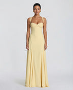 Maxi Dress with Corset Bodice and Lace-Up Back in Yellow – 1