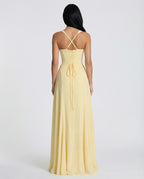 Maxi Dress with Corset Bodice and Lace-Up Back in Yellow – 2