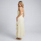  Maxi Wedding Guest Dress with Slit Yellow 1