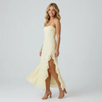  Maxi Wedding Guest Dress with Slit Yellow 4
