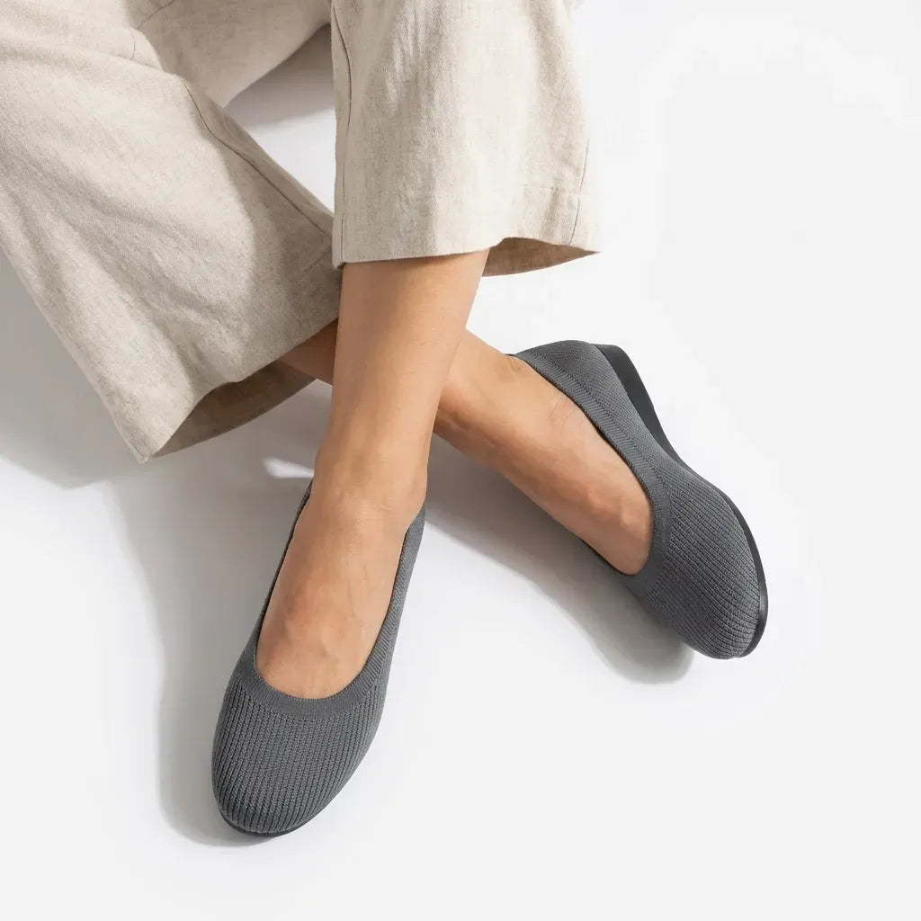 Mesh Ballet Flats with Rounded Toe Grey 4
