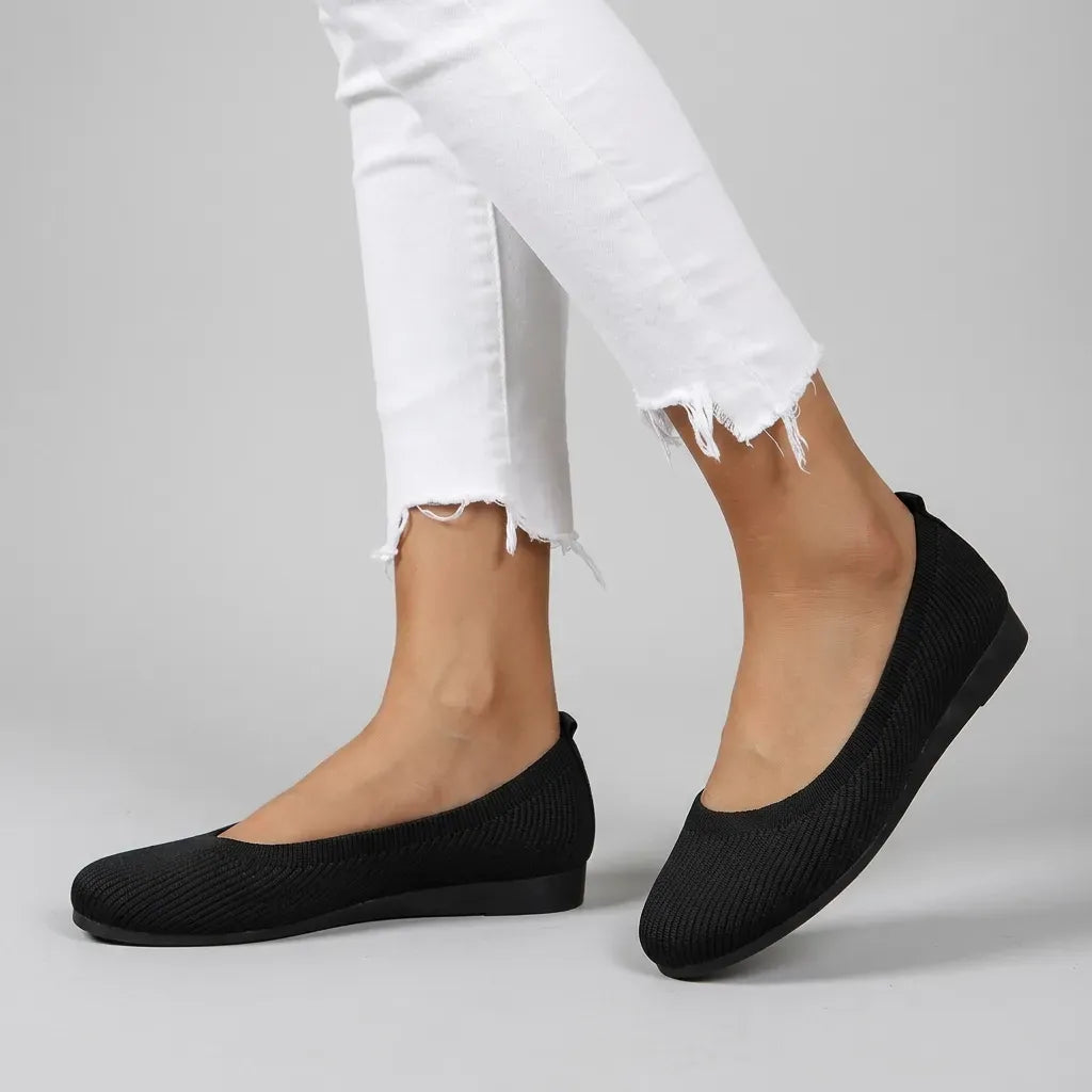 Mesh Ballet Flats with Rounded Toe Black 5