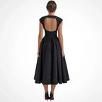Midi A-Line Wedding Guest Dress with Sleeves Black 5