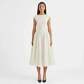 Midi A-Line Wedding Guest Dress with Sleeves White 6