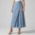 Midi Wrap Denim Skirt with Pockets Light Blue 3