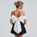 Mini Off the Shoulder Cocktail Dress A-Line Black 4
