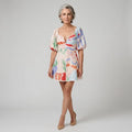 Mini Puff Sleeve Dress with Sweetheart Neckline Beige 1