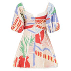 Mini Puff Sleeve Dress with Sweetheart Neckline Beige 4