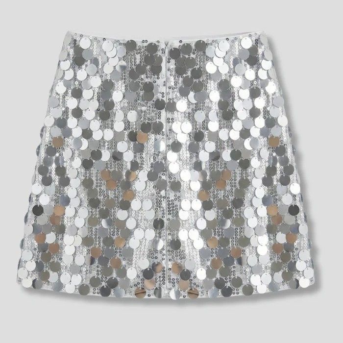 Mini Sequin Skirt Party Style Silver 3
