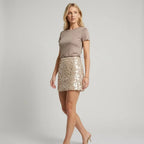 Mini Sequin Skirt with Scalloped Hem Gold 1