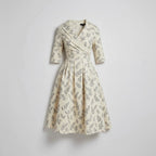 Women’s V-Neck Wrap Midi Dress with 3/4 Sleeves