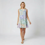 Patchwork A-Line Sleeveless Dress With Round-Neckline