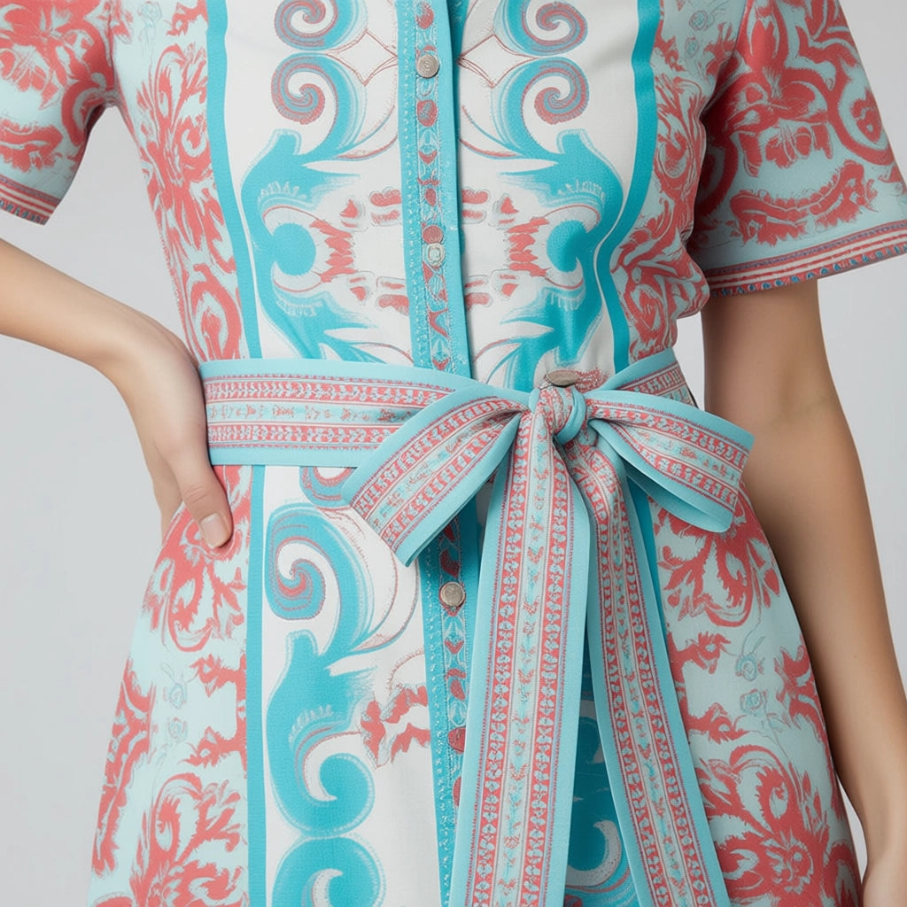 Women's Midi Dress With Belt