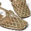 Netted Mesh Flats with T-Strap Gold 1