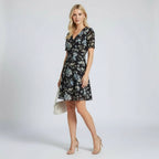 Women’s Floral V-Neck Short Sleeve Mini Dress