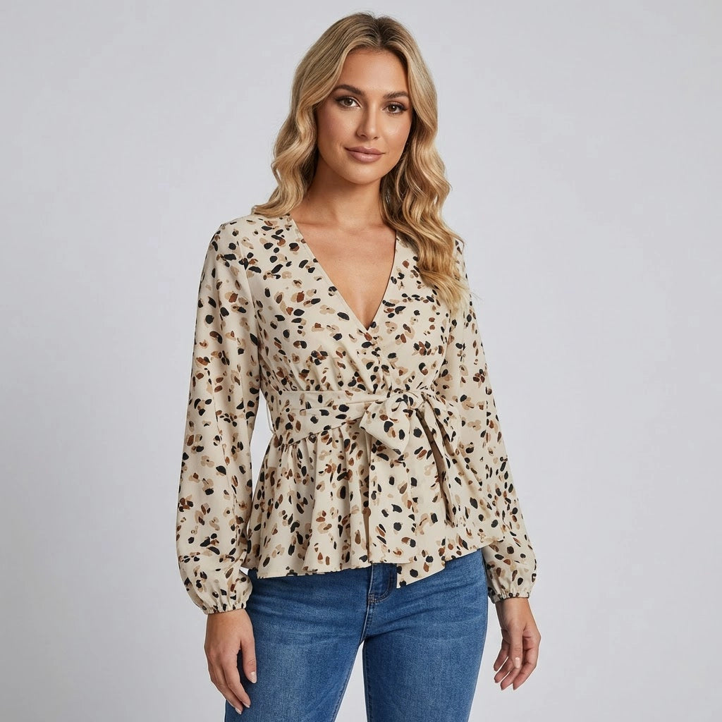 Wrap Blouse with Tie Waist