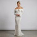 Off-Shoulder Lace Maxi Dress with Boho Style White 5