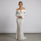 Off-Shoulder Lace Maxi Dress with Boho Style White 5