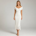 Off-Shoulder Wedding Guest Dress White 3