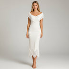 Off-Shoulder Wedding Guest Dress White 3