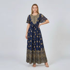 Women’s Boho Print Maxi Dress With Tie Waist