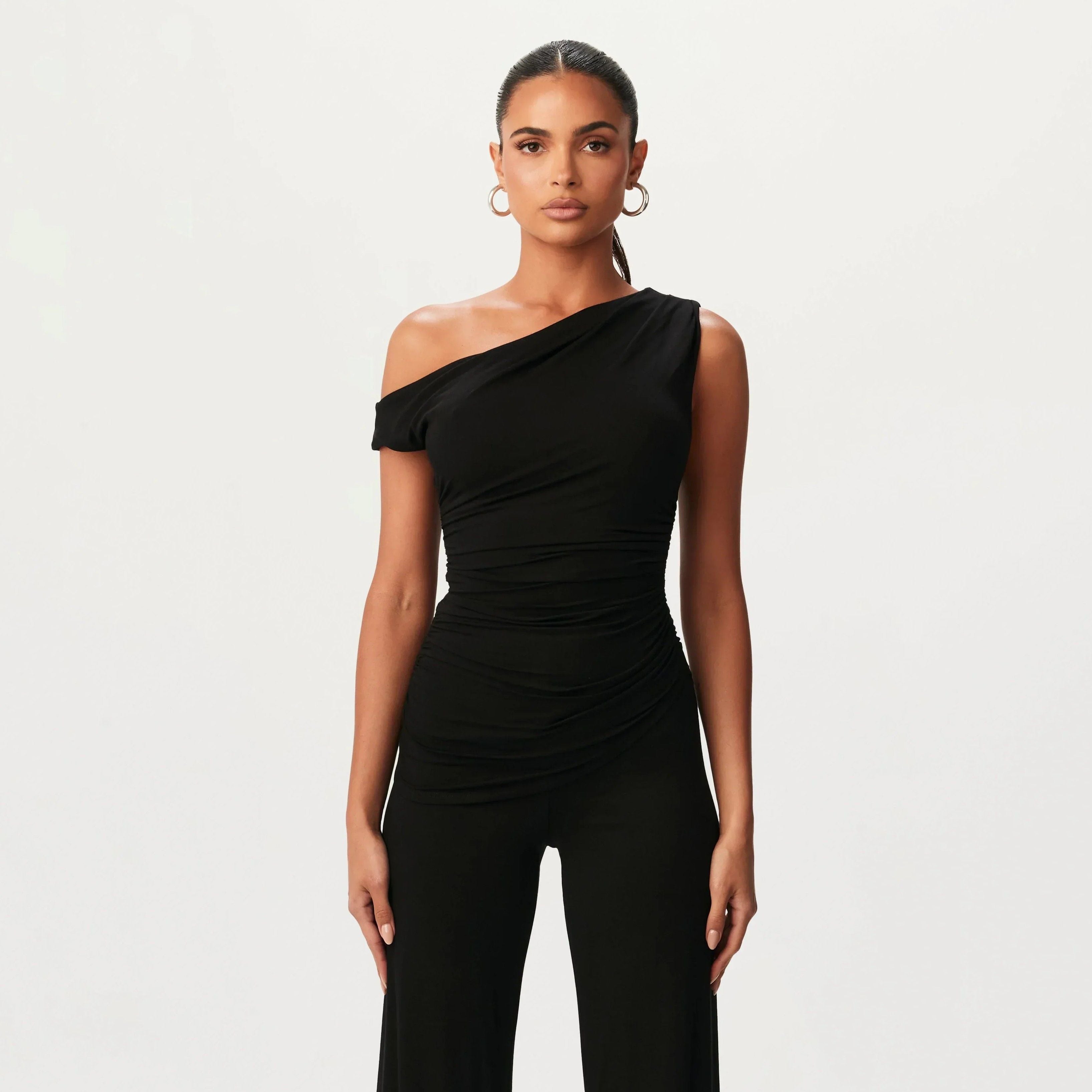 One-Shoulder Asymmetrical Top Black 1
