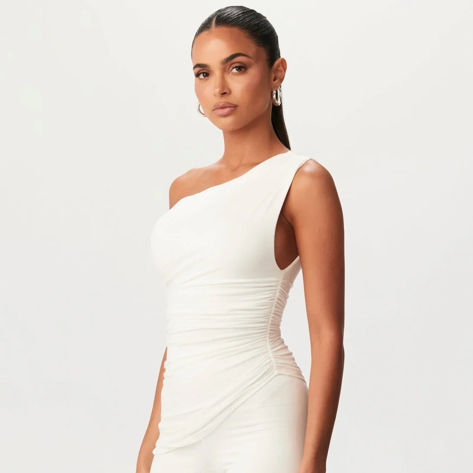 One-Shoulder Asymmetrical Top White 2