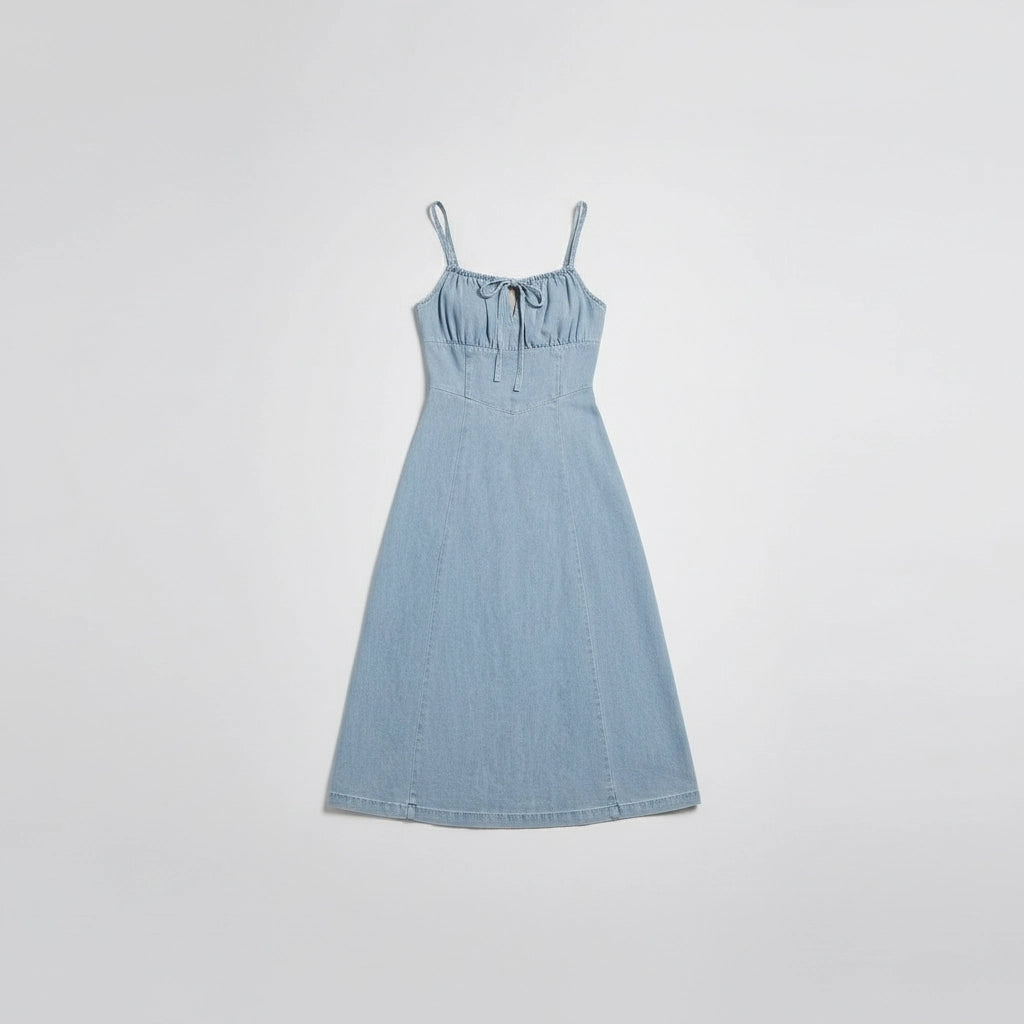 Women’s Denim Spaghetti Strap Midi Dress