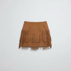 Women’s Western-Style High-Waist Fringe Mini Skirt