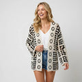Open Front Crochet Cardigan with Granny Square Detail Black 3