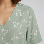 Floral V Neck Relaxed Fit Blouse