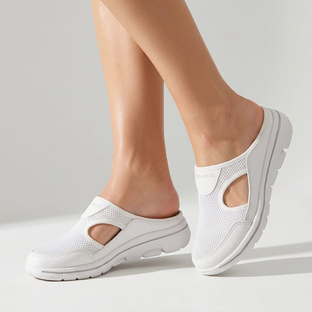 Orthopaedic Comfort Slippers with Lightweight Sole and Soft Insole in White – 3