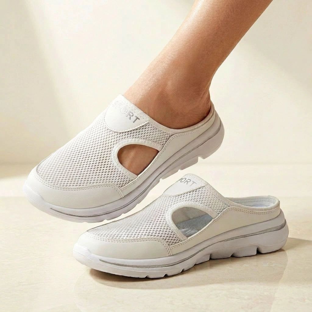 Orthopaedic Comfort Slippers with Lightweight Sole and Soft Insole in White – 7