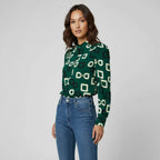 Women's Button-Up Blouse in Collarless Design