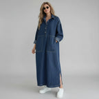 Oversized Denim Dress with Pockets Blue 4