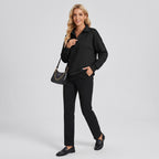 Oversized Fleece Half Zip Sweatshirt Lightweight Black 8