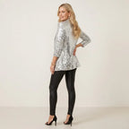 Oversized Sequin Jacket for Party Shimmer Silver 5