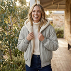 Oversized Sherpa Jacket with Faux Fur Hood Light Grey 2