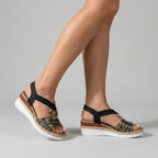 Platform Espadrille Wedge Shoes with Ring Detail Black 4
