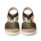 Platform Espadrille Wedge Shoes with Ring Detail Black 5