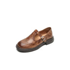Platform T-Strap Mary Jane Shoes with Buckle Brown 1