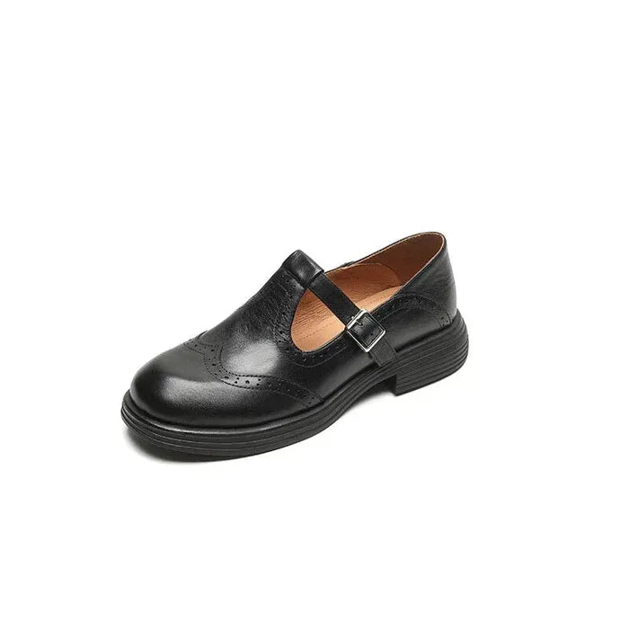 Platform T-Strap Mary Jane Shoes with Buckle Black 6