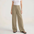 Pleated High Waisted Pants with Wide Leg and Pockets Beige 7