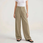 Pleated High Waisted Pants with Wide Leg and Pockets Beige 7